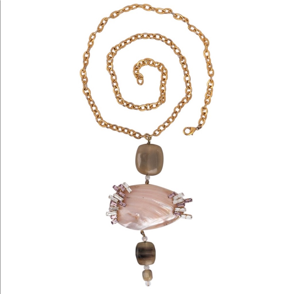 Christian Lacroix Signed long shell necklace
